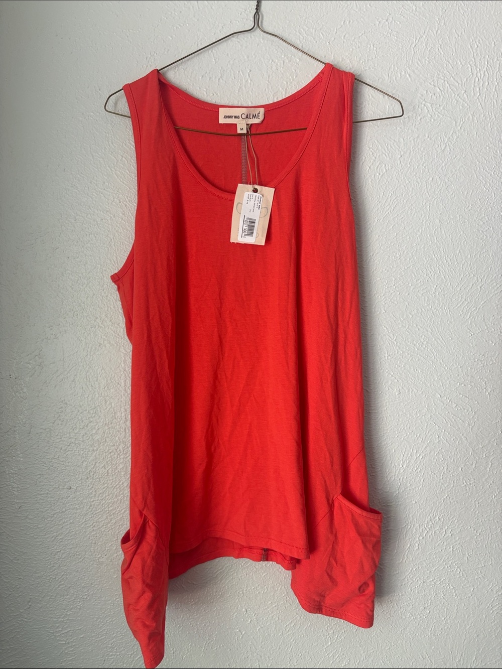 Johnny Was Bright Coral Pocketed Sleeveless Tank